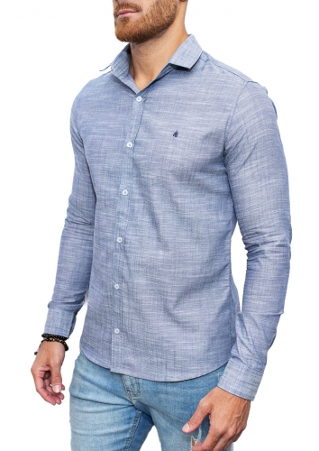 Camisa Social Cinza Manga Longa