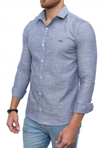 Camisa Social Cinza Manga Longa